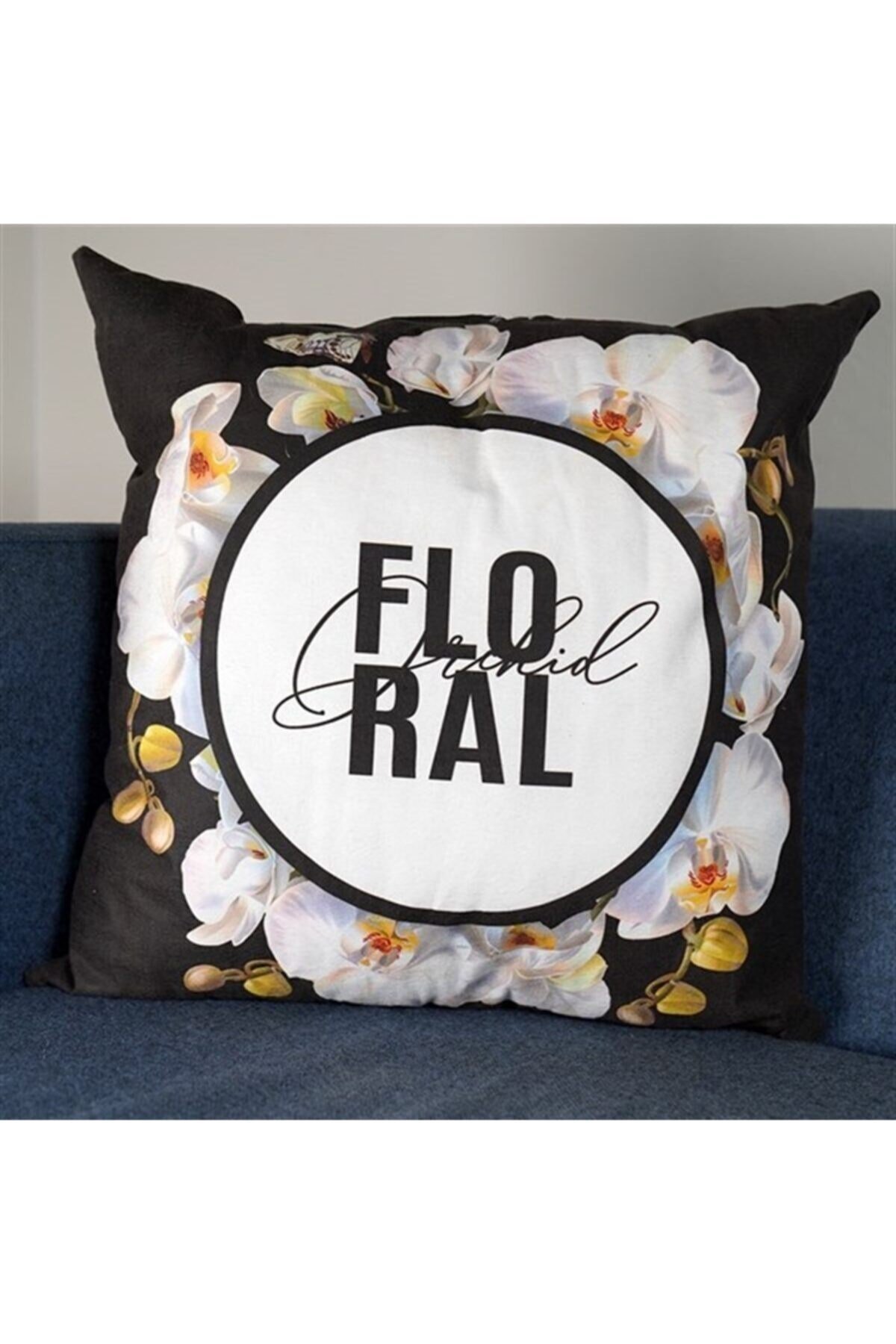 3d Floral Desenli Fermuarlı Yastık Kılıfı