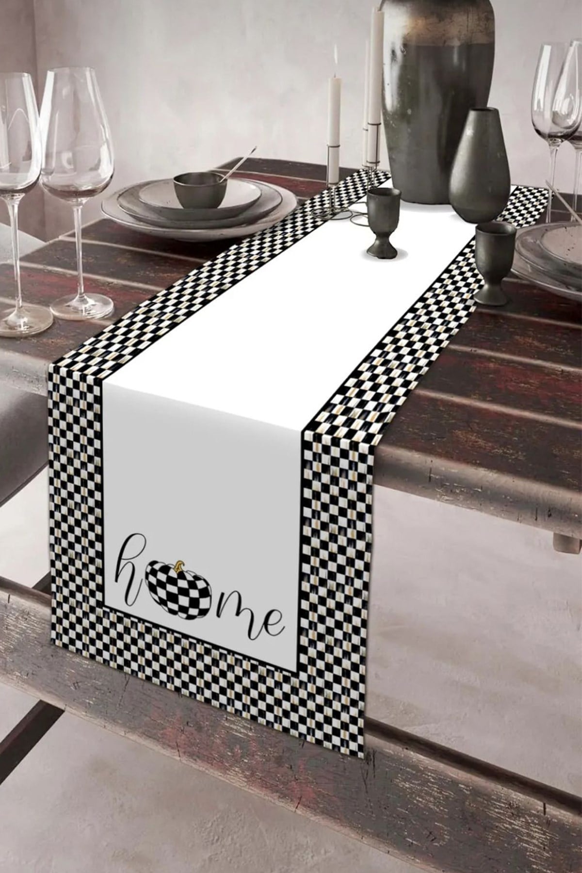 Keten Görünümlü Home Desenli Runner 40x140