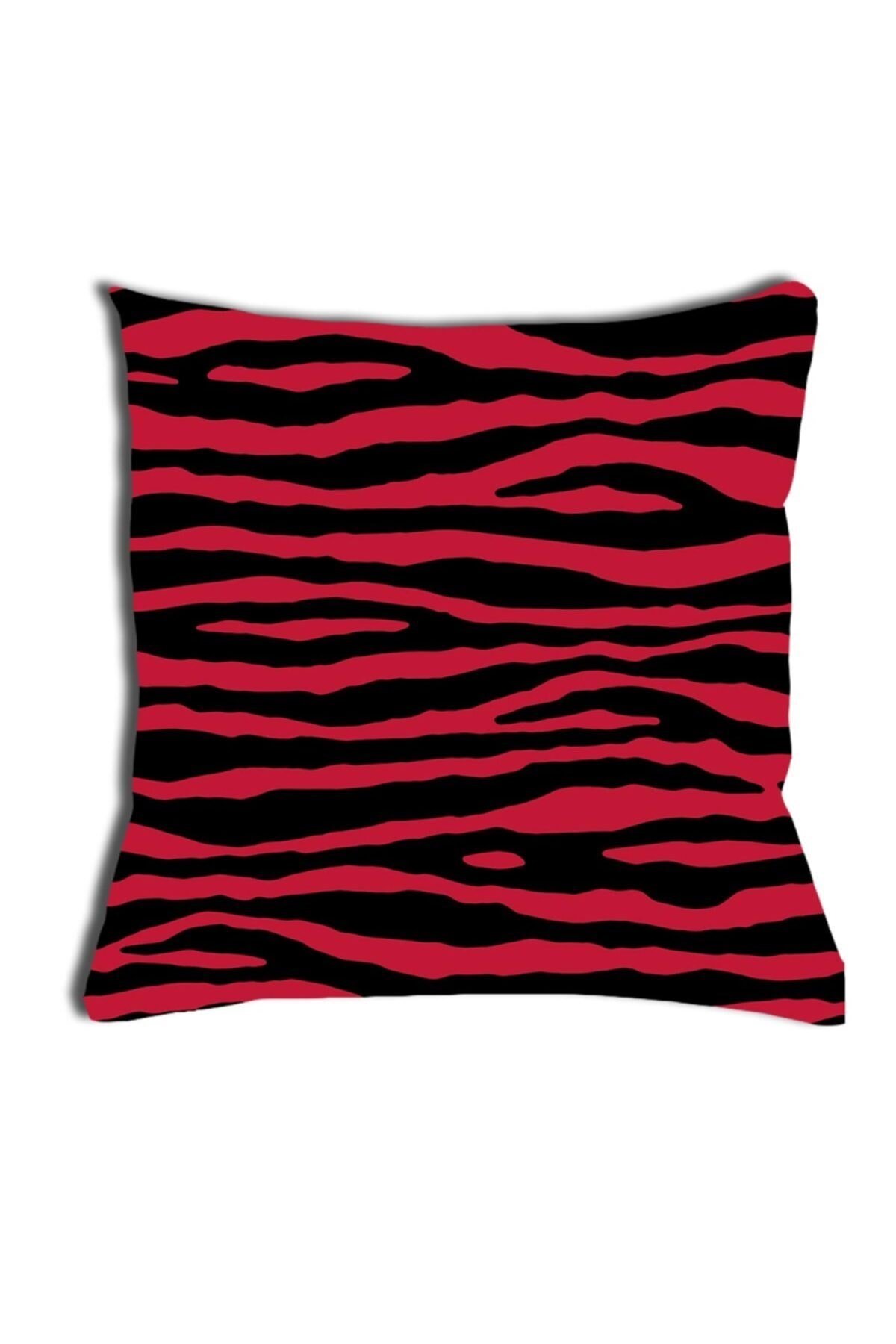 Kırmızı Zebra Desen Yastık