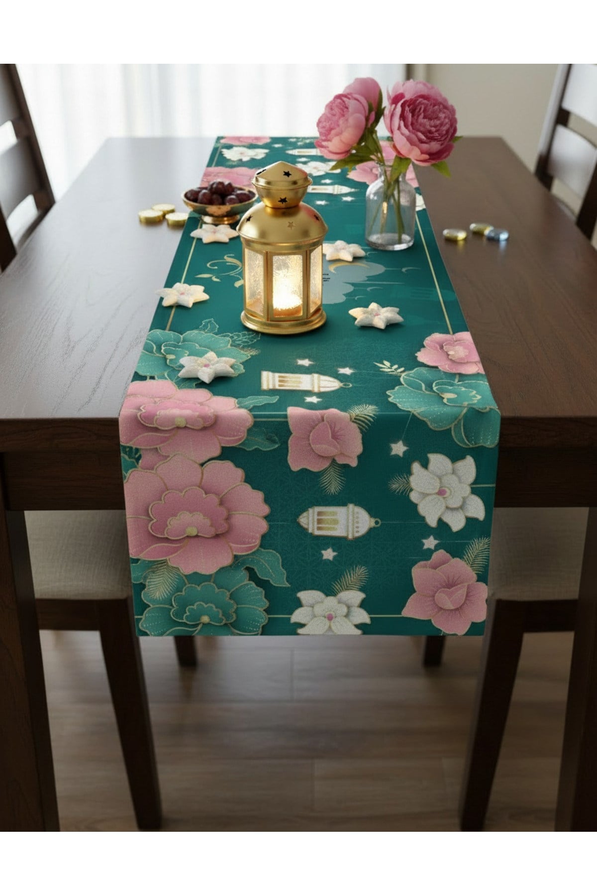 Ramazan Ayı Motifli Dijital Baskılı Runner Masa Örtüsü 40x140 cm