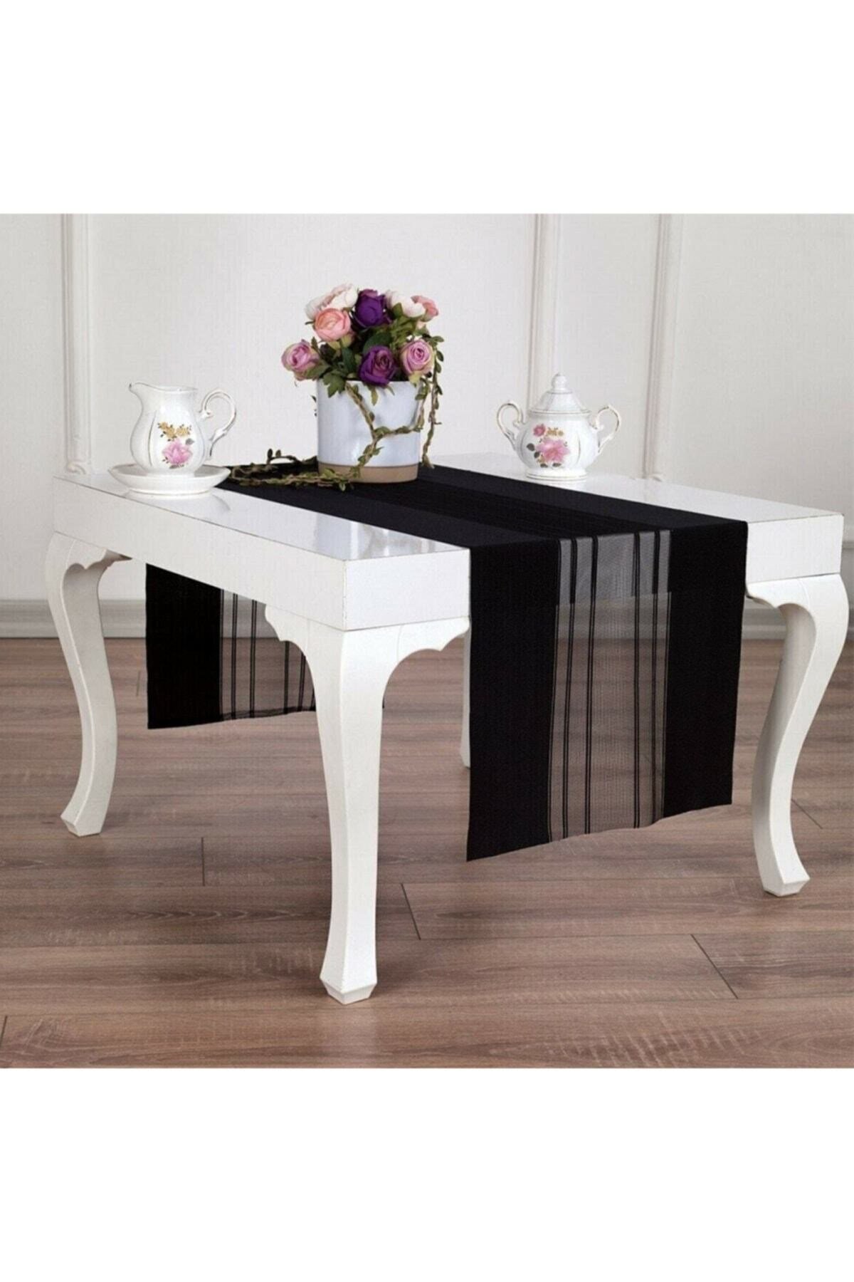 Runner Amerikan Servis Masa Örtüsü Siyah 40x140