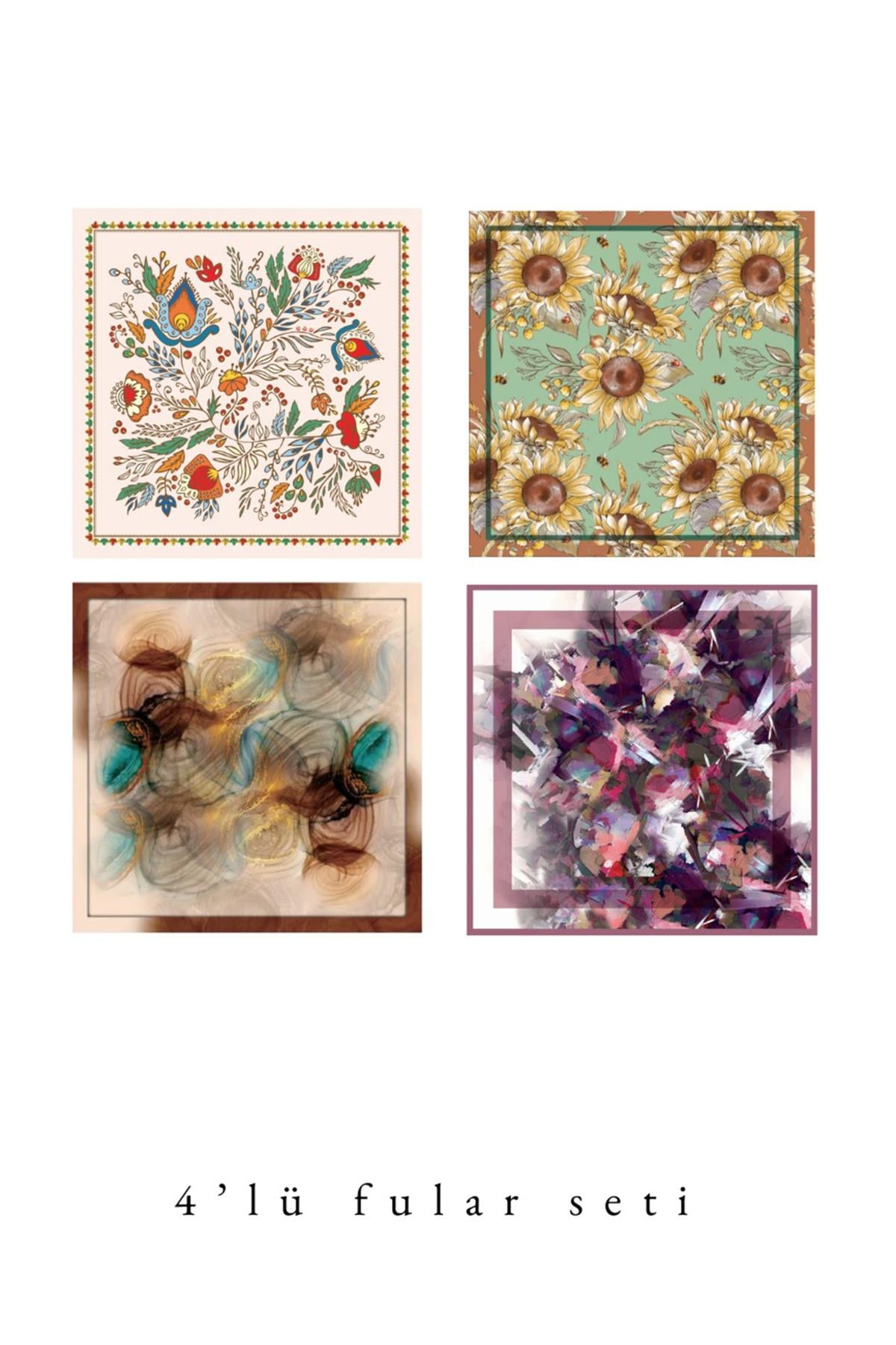 Şıklık Serisi 4’lü Fular Set Estascarf 48x48cm