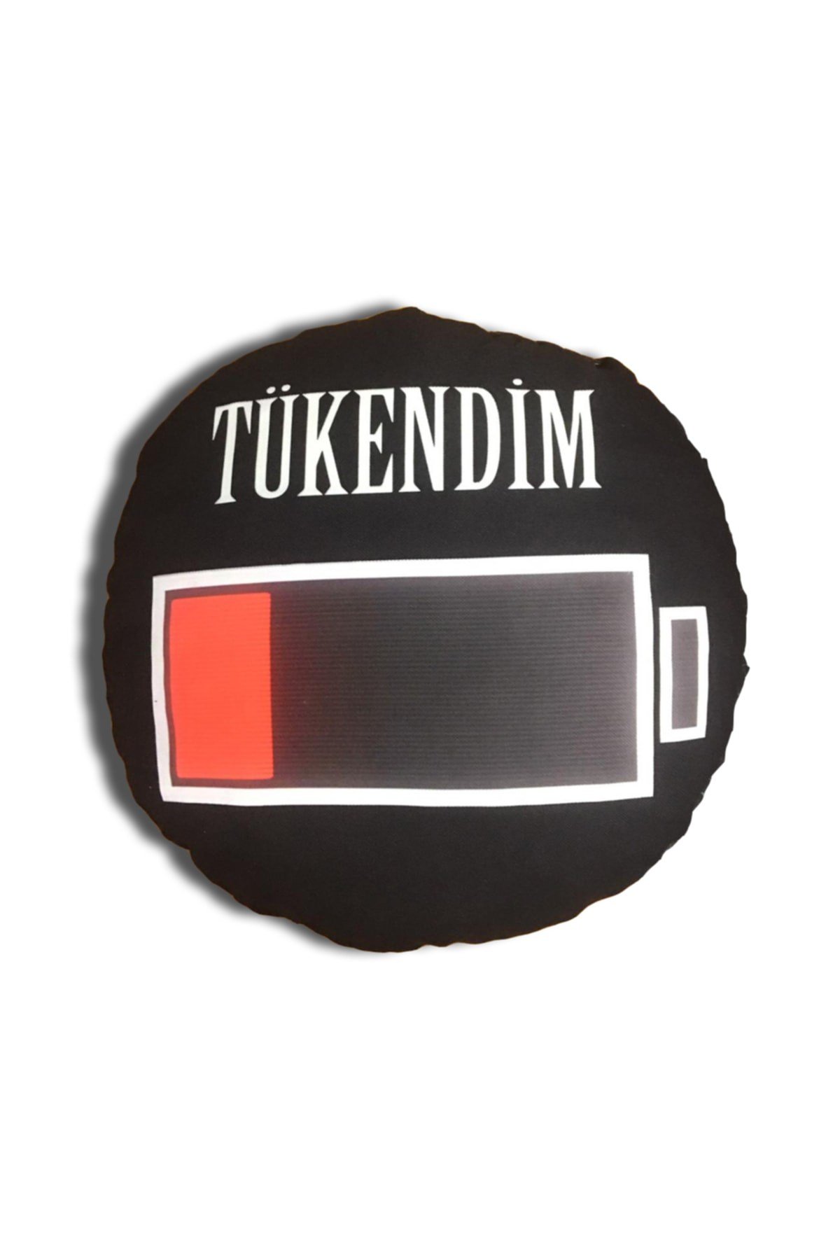 Tükendim Desen Yuvarlak Yastık