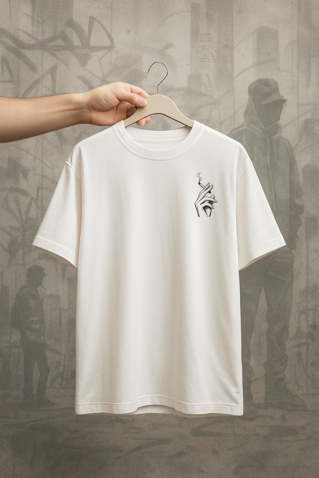 'A Billow of Smoke' Beyaz Oversize Tişört 