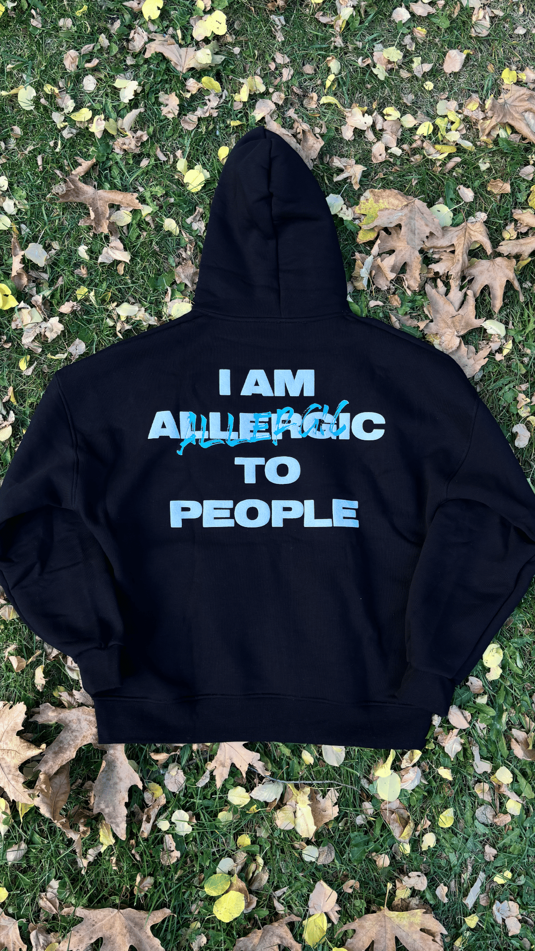 'Allergic to People' Siyah Oversize Sweatshirt