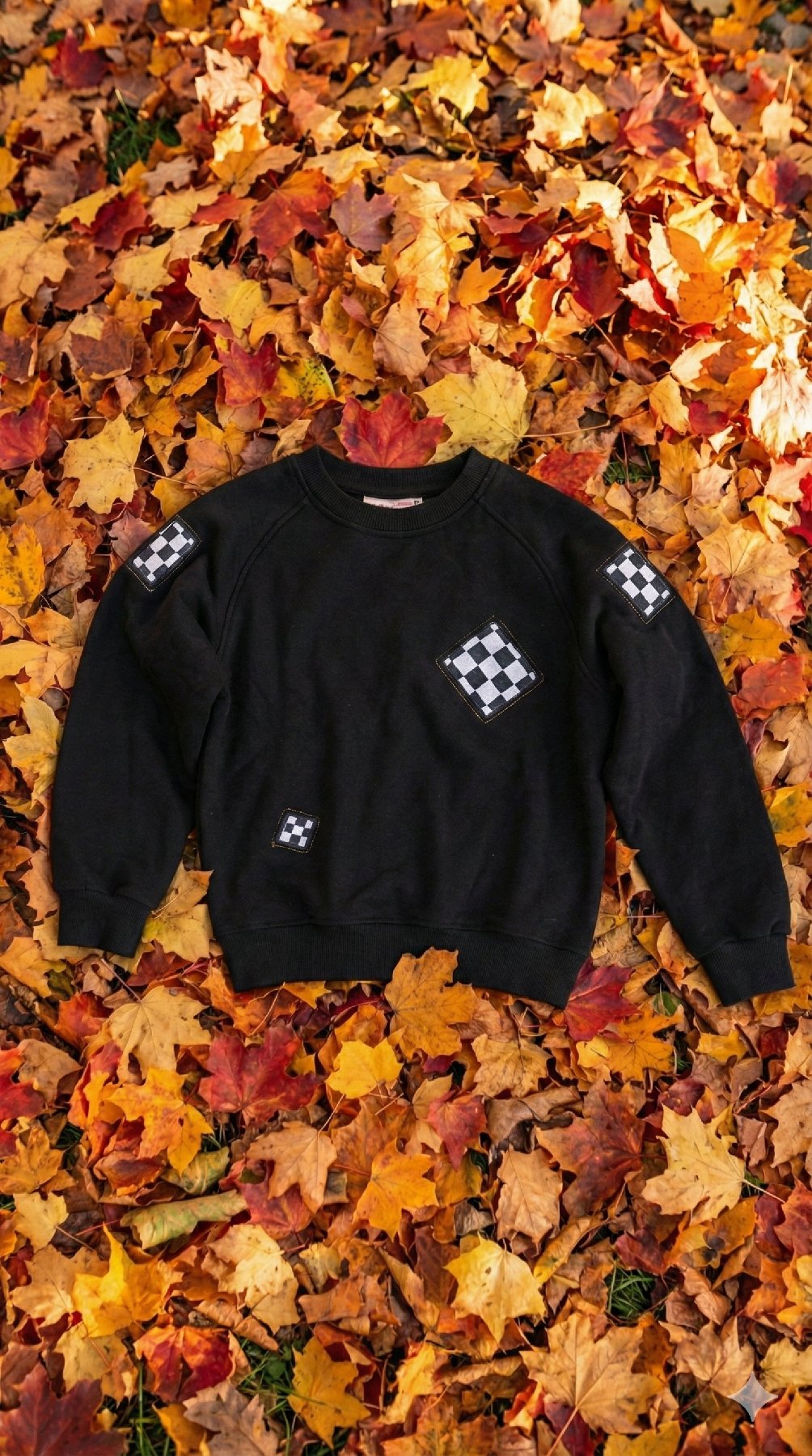 'Mosaic' Siyah Oversize Sweatshirt