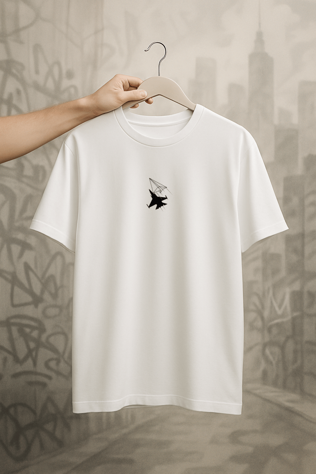 'Paper Airplane' Beyaz Oversize Tişört