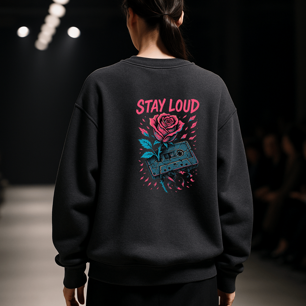 'Stay Loud' Füme Oversize Sweatshirt