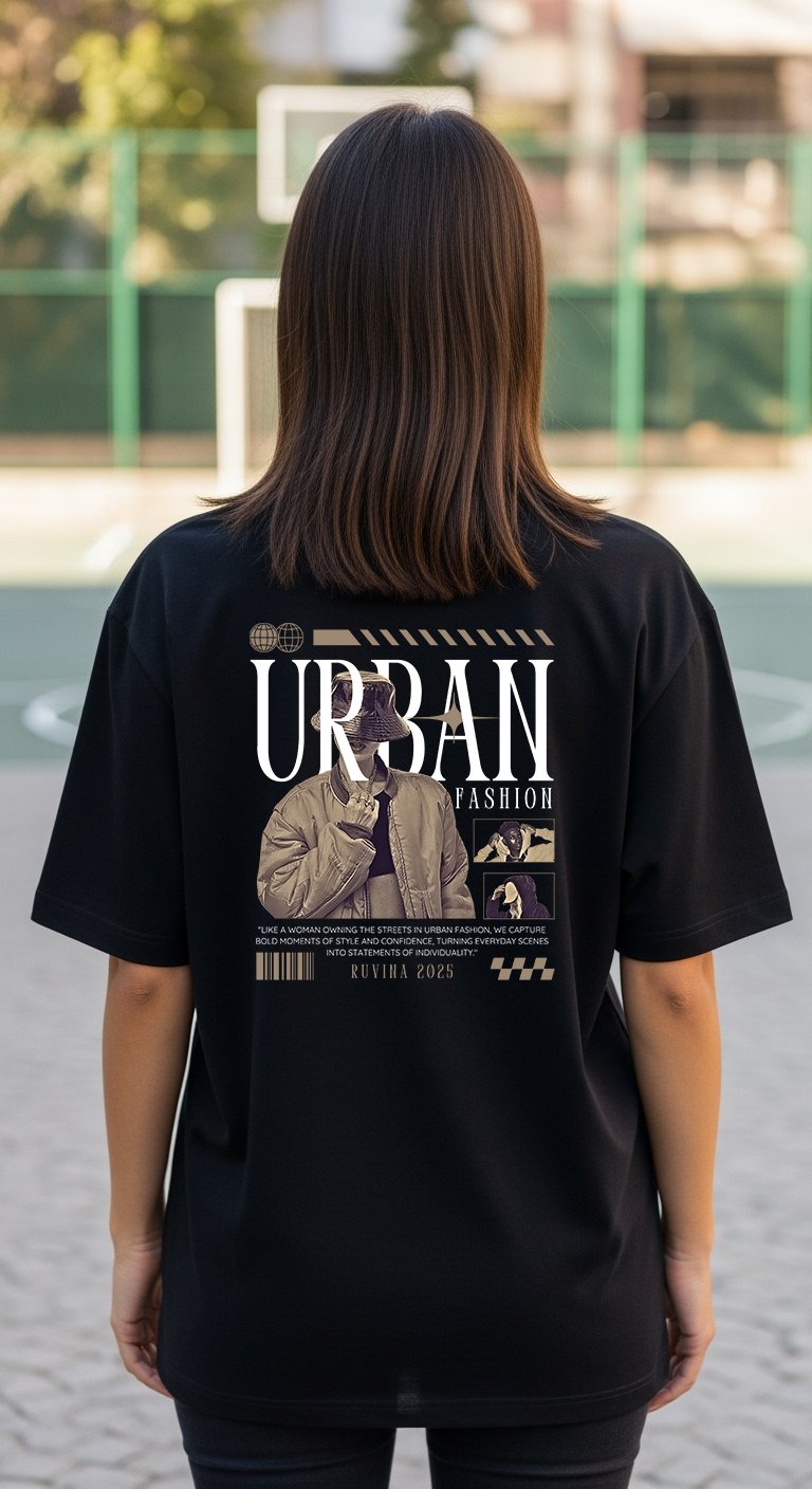 'Urban Fashion' Siyah Oversize Tişört