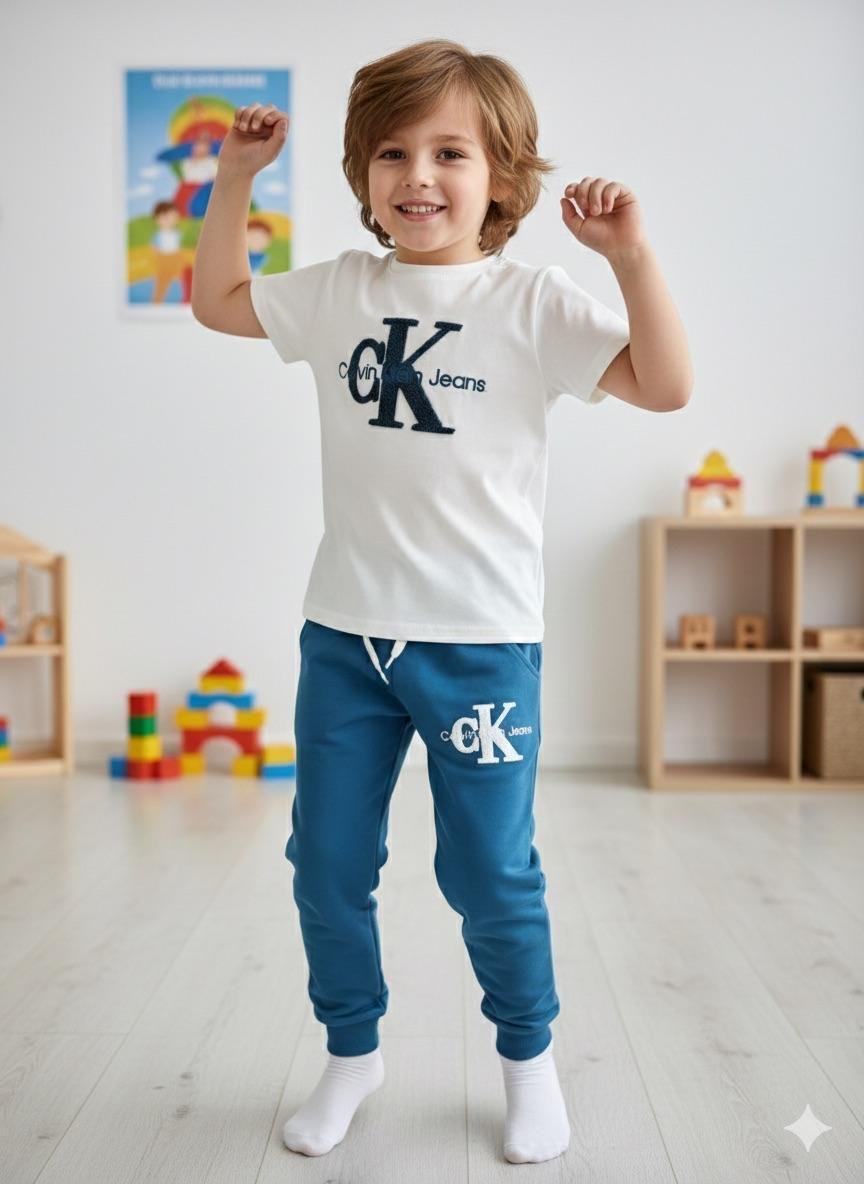 CK Punch İşlemeli Takım Mavi