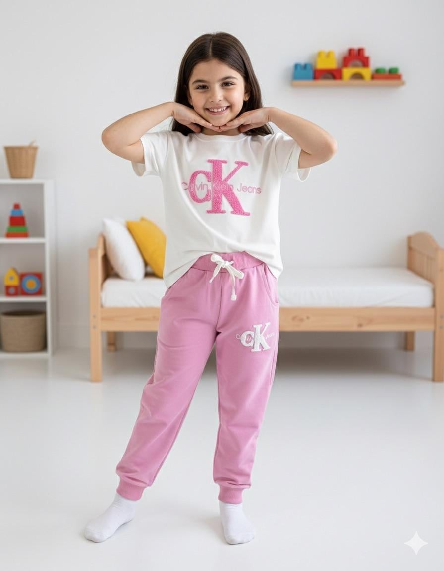 CK Punch İşlemeli Takım Pembe