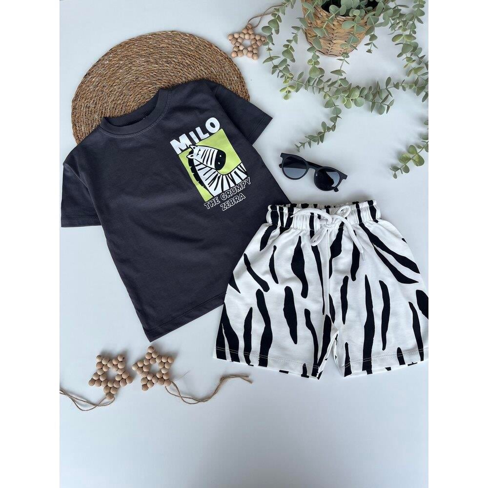 Zebra Desenli Şortlu Takım