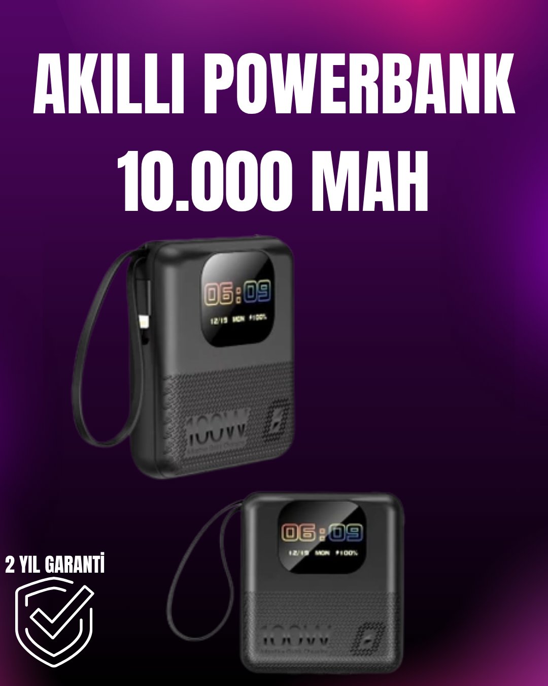  3'ü 1 Arada Akıllı Cihaz: Saat, Powerbank, Hoparlör – 10.000 mAh