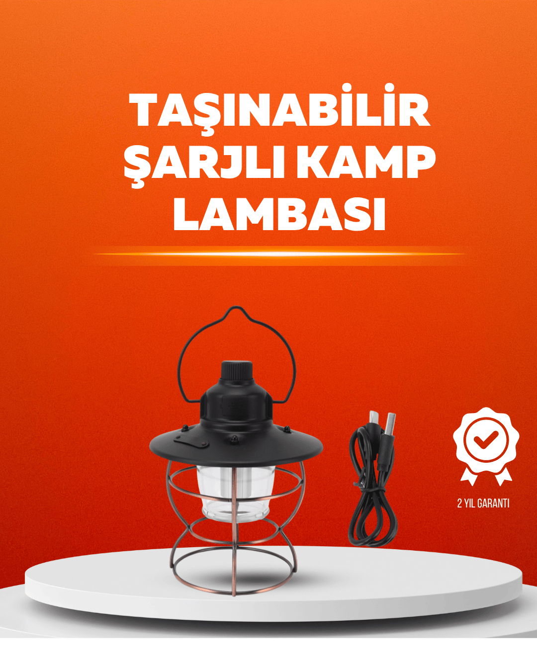 4 Fonksiyonlu Dekoratif Kamp Lambası – Tungsten Ampul, USB Çıkışlı