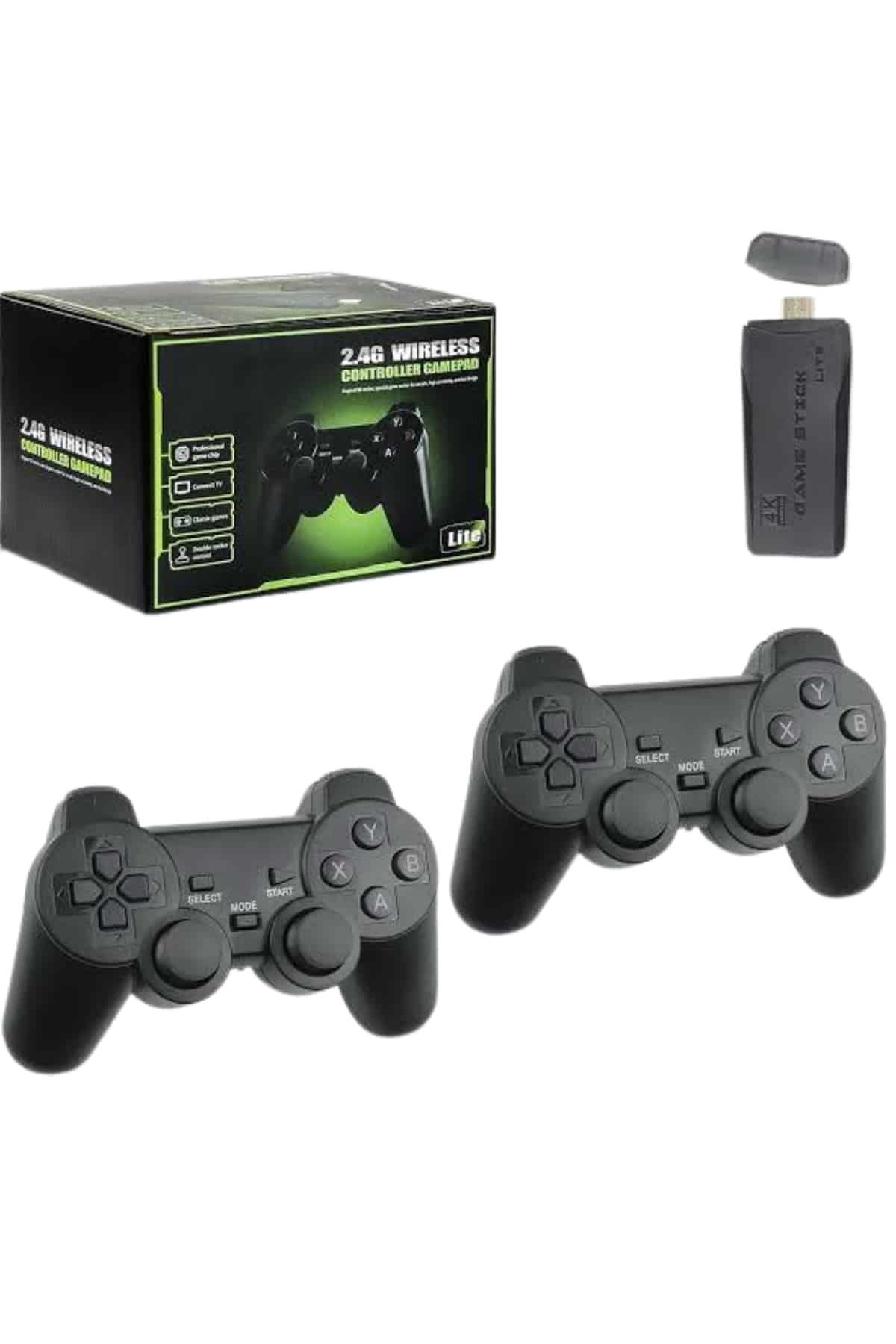 4k Game Stick Oyun Konsolu 2.4g Kablosuz Çift Kol Nostaljik Oyunlar