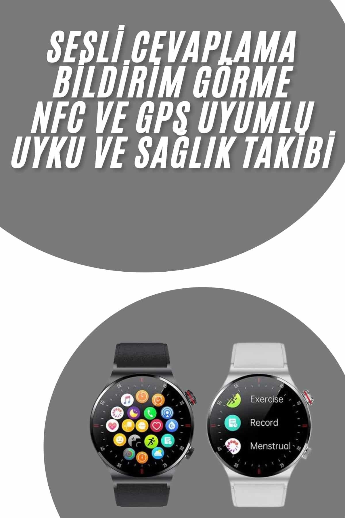 Akıllı Saat Adımsayar Nabız Ölçer Titreşim Özellikli Çağrı Cevaplama Sosyal Medya