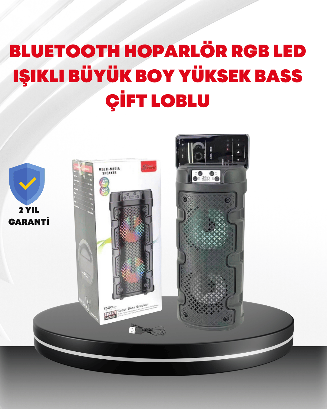 Bluetooth'lu Taşınabilir Kablosuz Hoparlör – Çift Sürücülü Güçlü Ses, USB/SD/AUX Destekli Müzik Sistemi