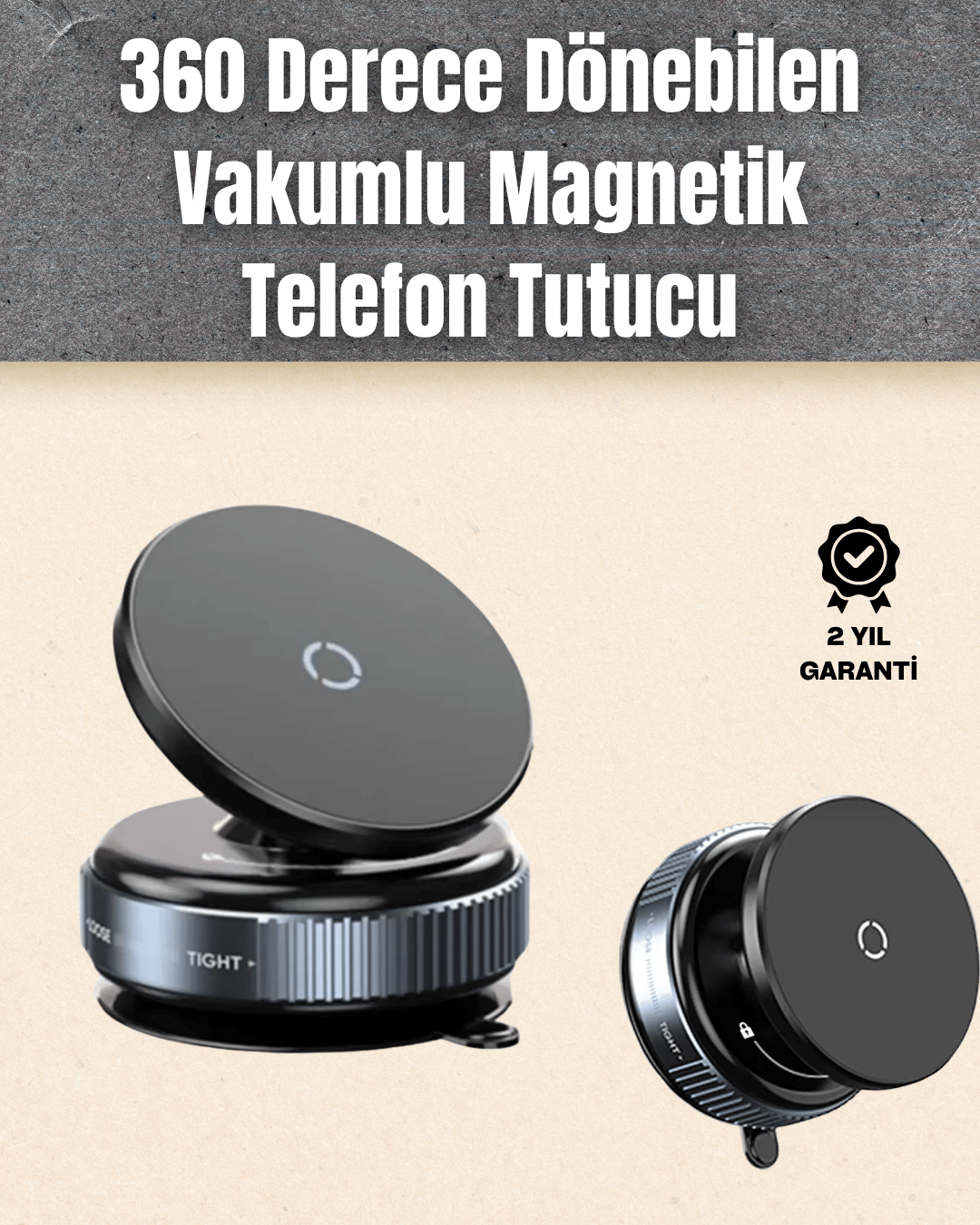 Çok Yönlü Döner Başlıklı Vakumlu Araç Telefon Standı – Sert Yollarda Stabil Kullanım