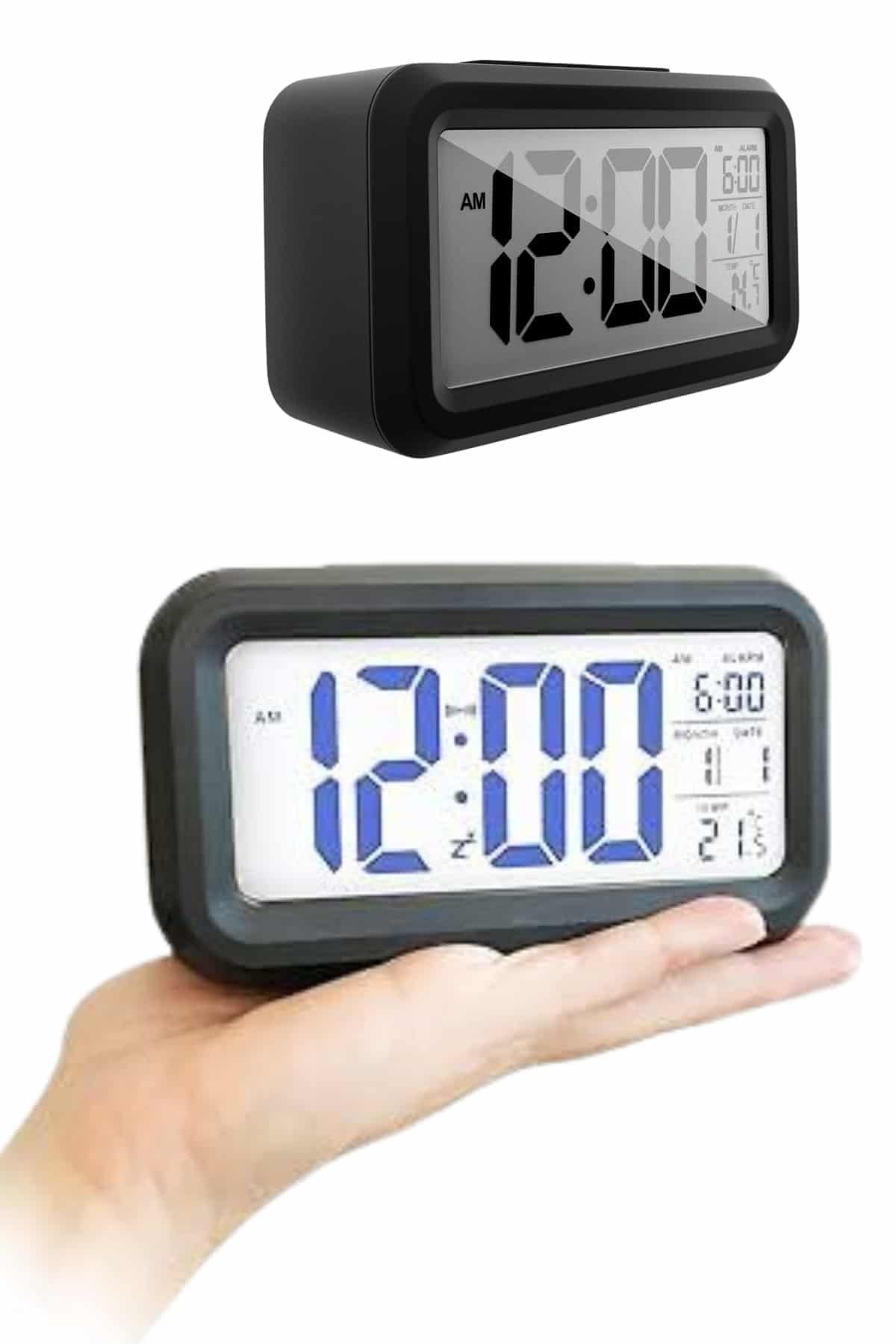 Dijital Masa Saati Termometreli Takvim Çalar Saat Led Ekran Pilli
