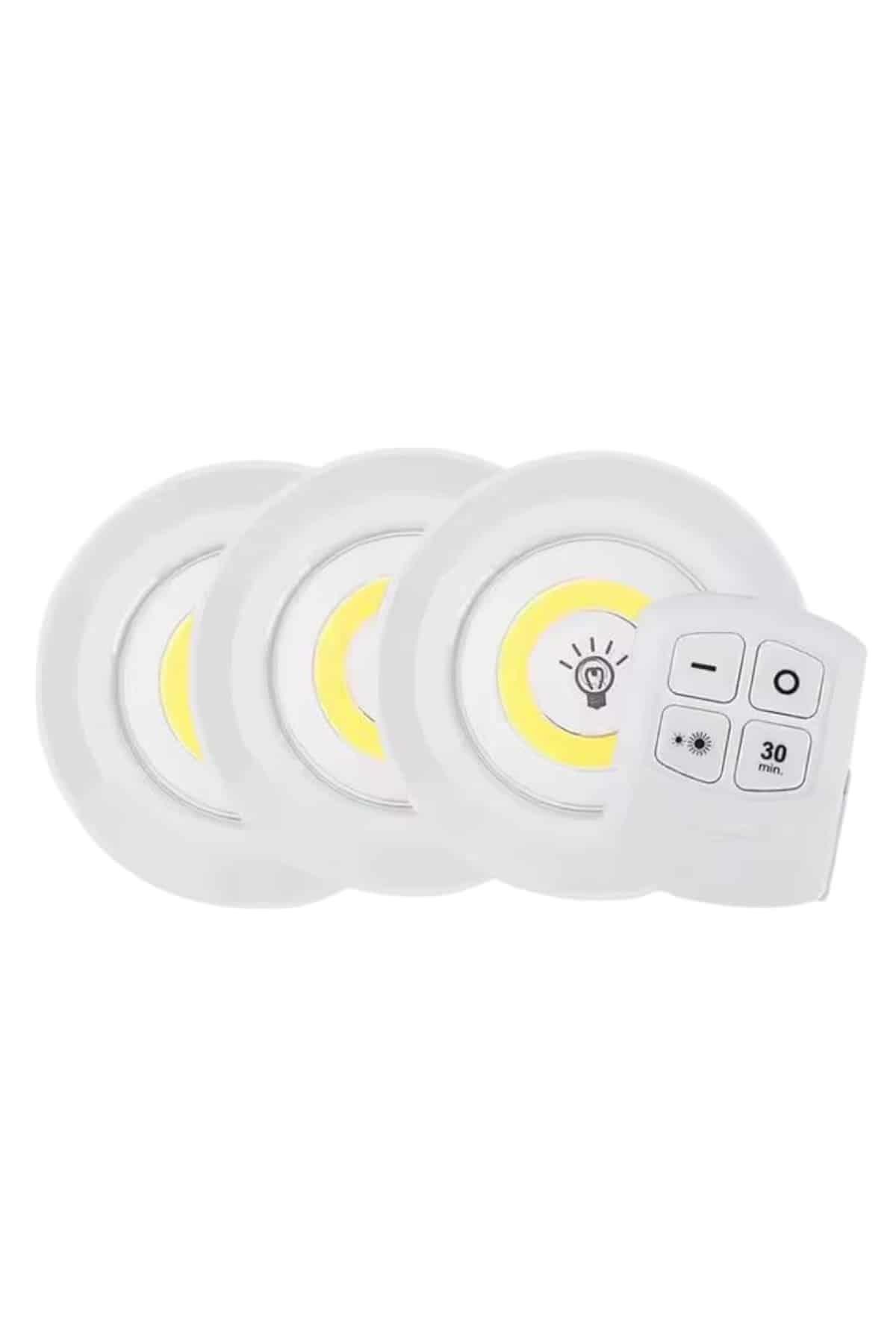 Led Lamba 3'lü Uzaktan Kumandalı Yapışkanlı