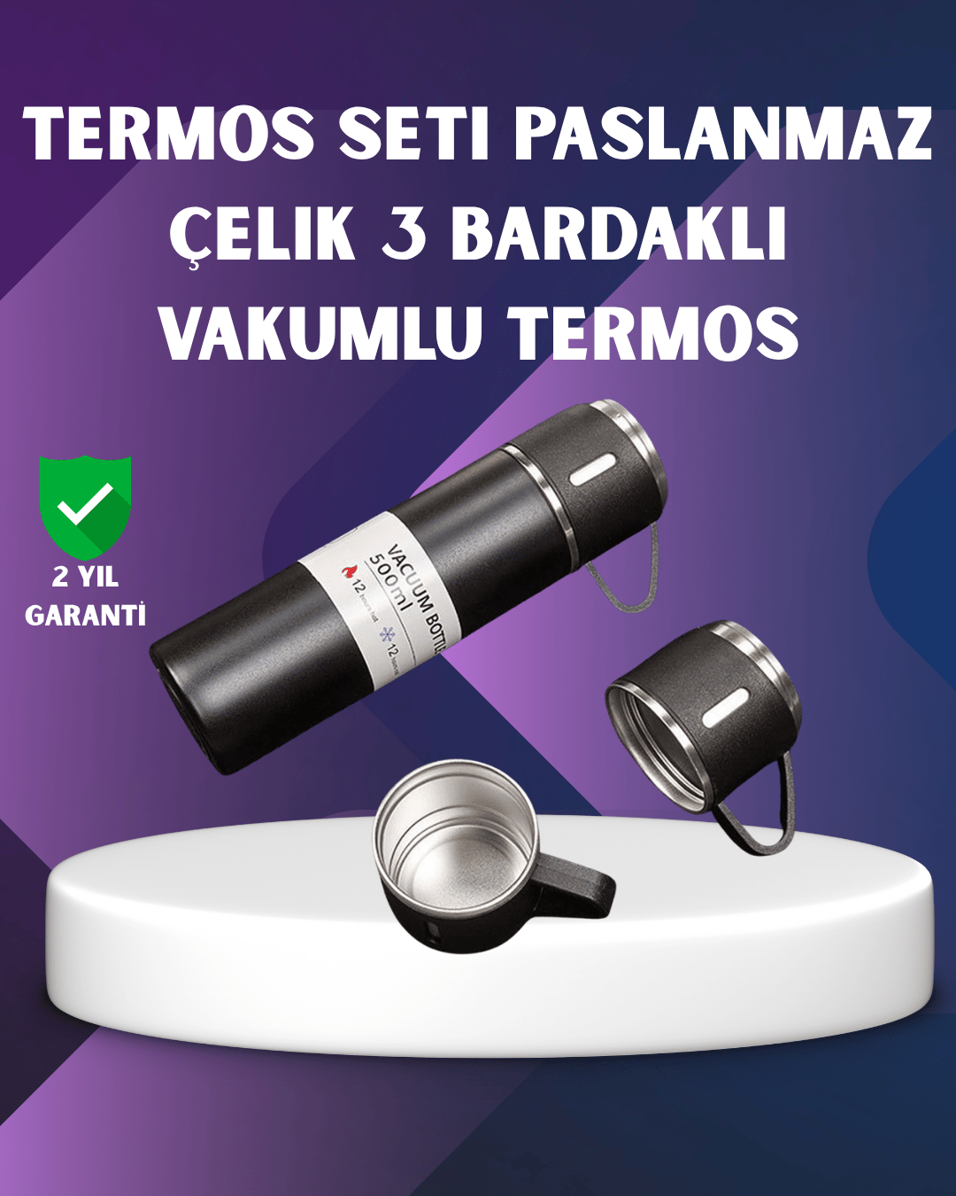 Paslanmaz Çelik Termos Seti | 500 ml Kapasite, 6-12 Saat Isı Koruma, Hediye Kutulu