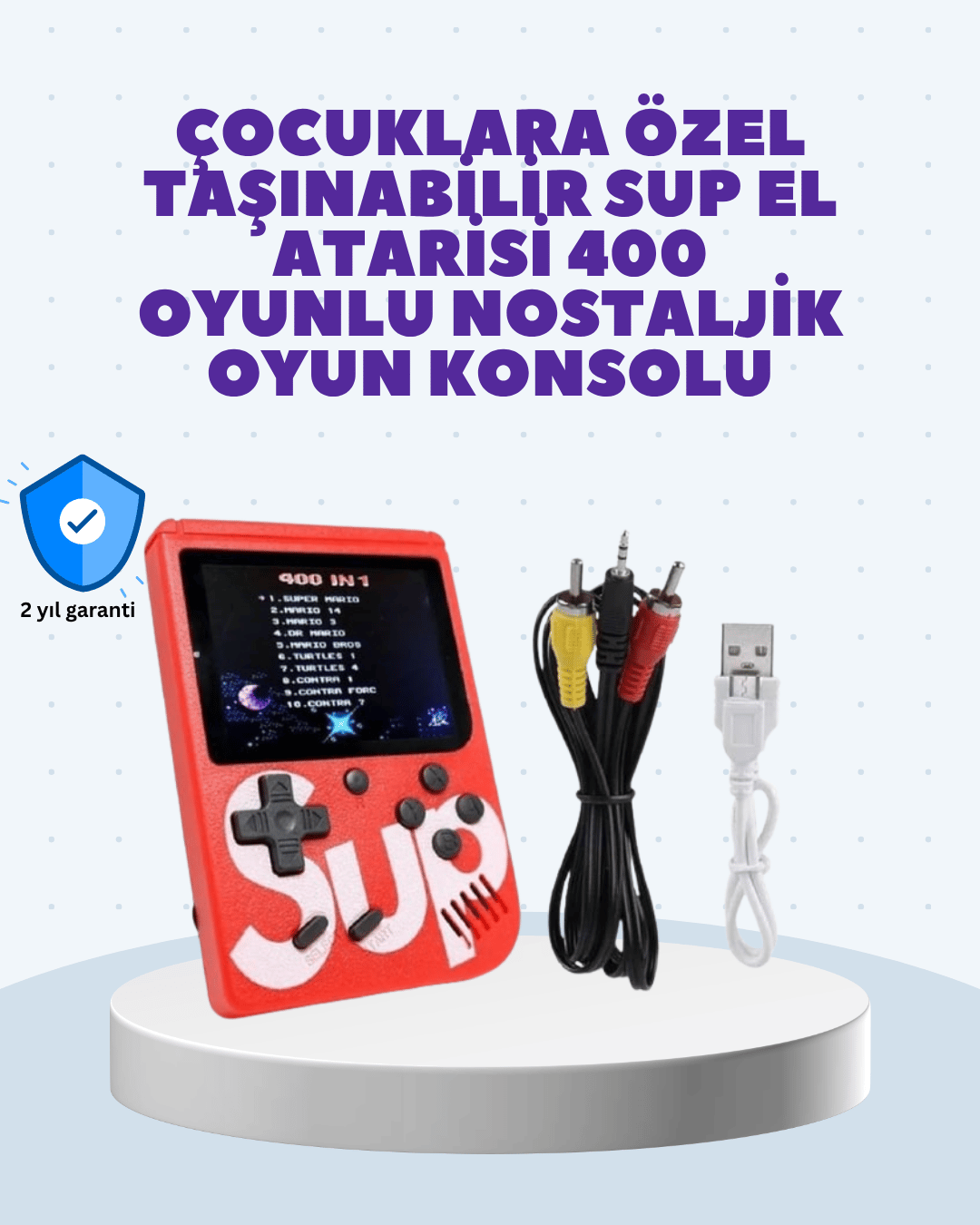 TV Çıkışlı Mini Retro El Konsolu 400 Oyunlu