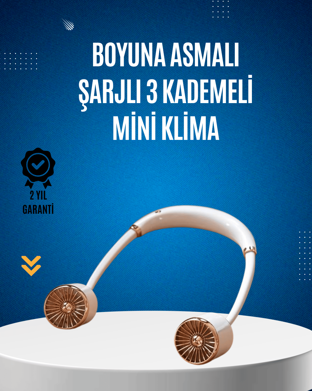 USB Şarjlı Boyun Fanı | Hafif, Katlanabilir, Taşınabilir, Düşük Gürültülü Fan