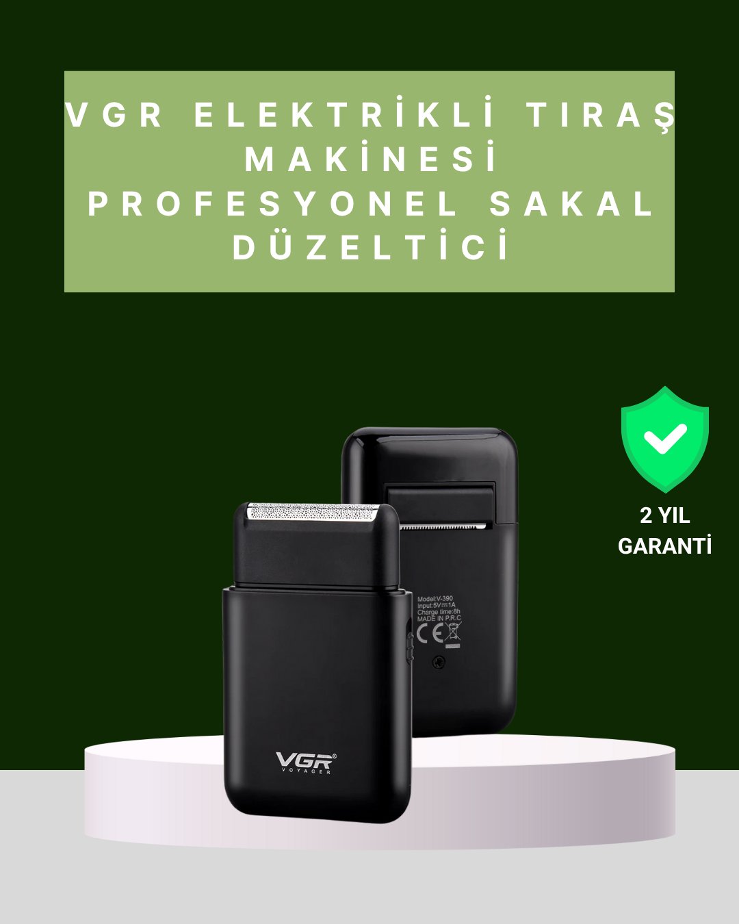 USB Şarjlı Traş Makinesi – Piston + Ağ Başlık, 600 mAh Batarya