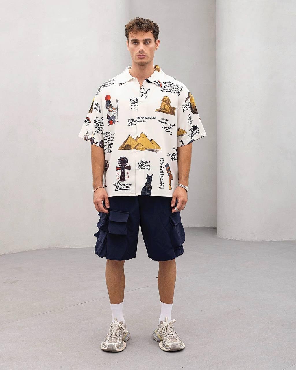 Baskılı Oversize Gömlek