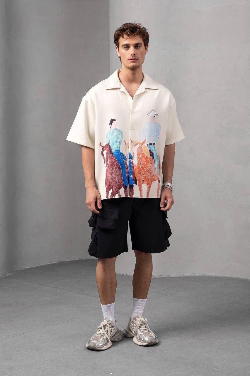 Baskılı Oversize Gömlek