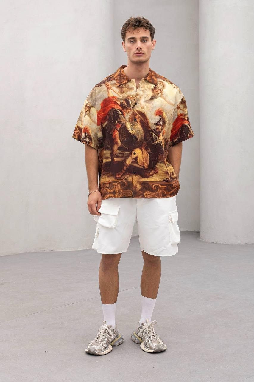 Baskılı Oversize Gömlek