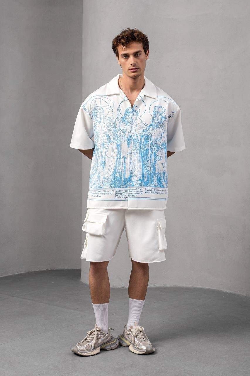 Baskılı Oversize Gömlek