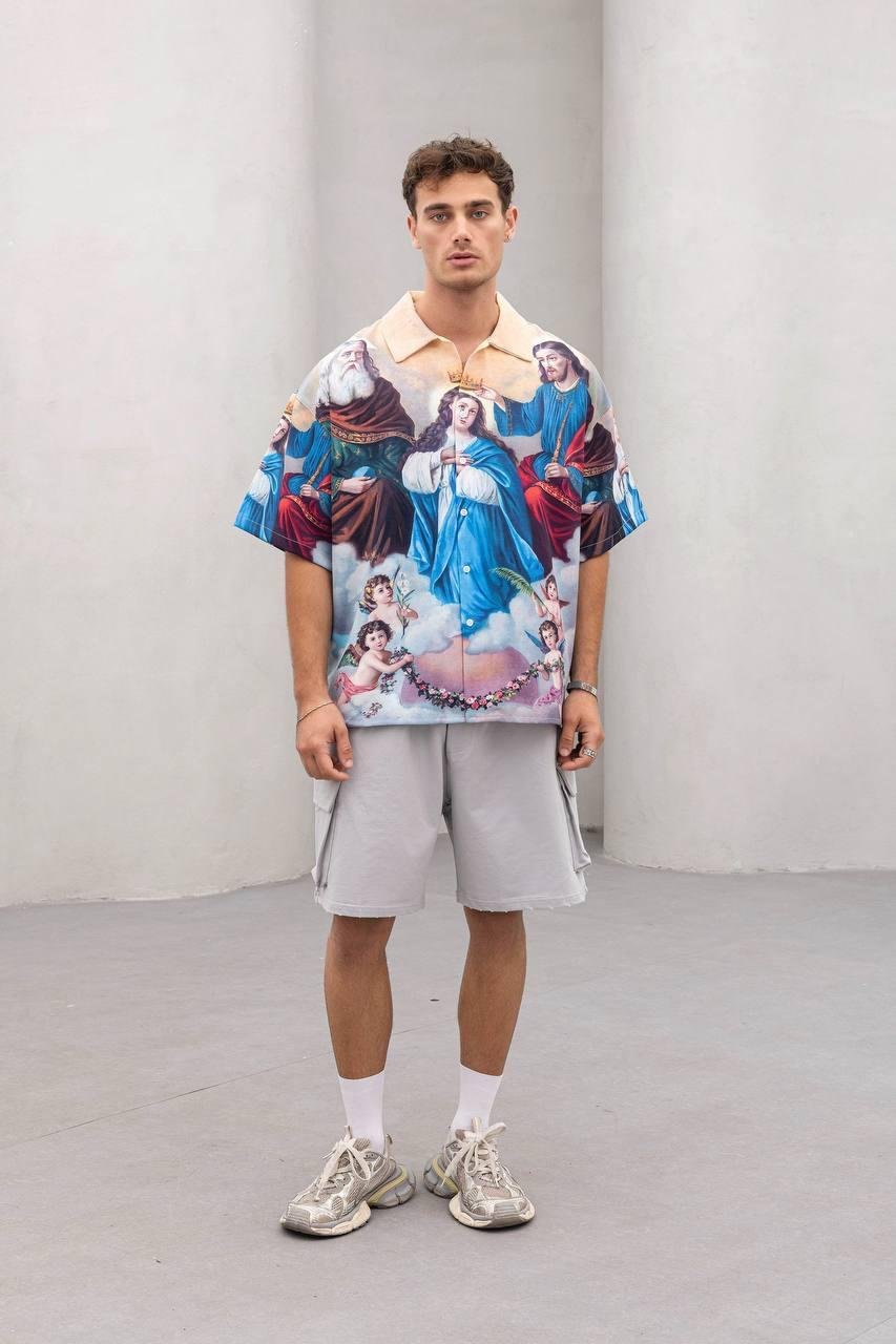 Baskılı Oversize Gömlek