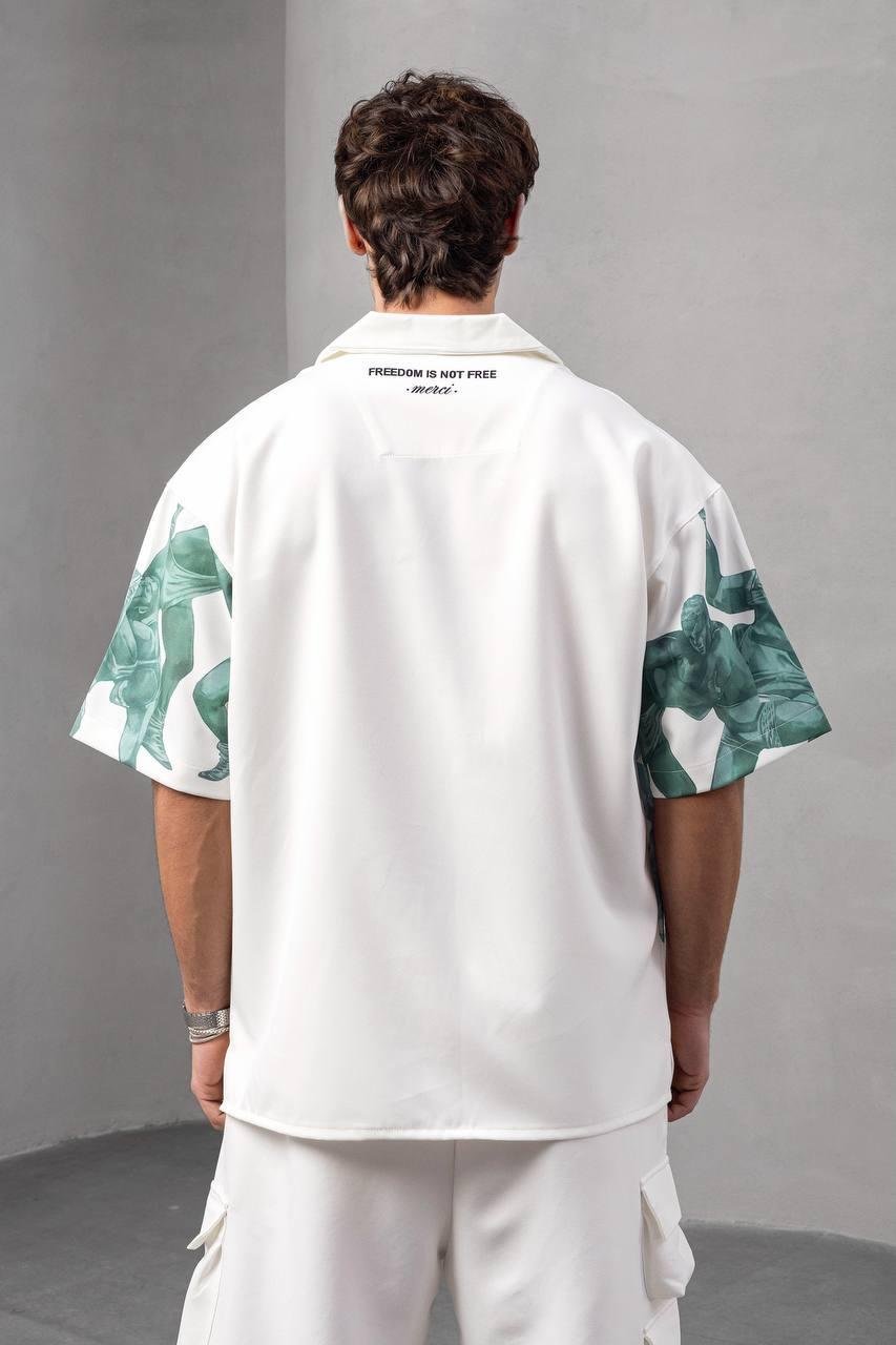 Baskılı Oversize Gömlek