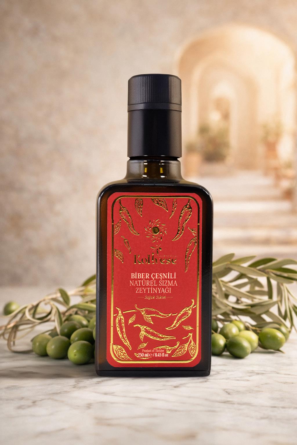 Kolivese 250 ml- Biber Çeşnili Natürel Sızma Zeytinyağı