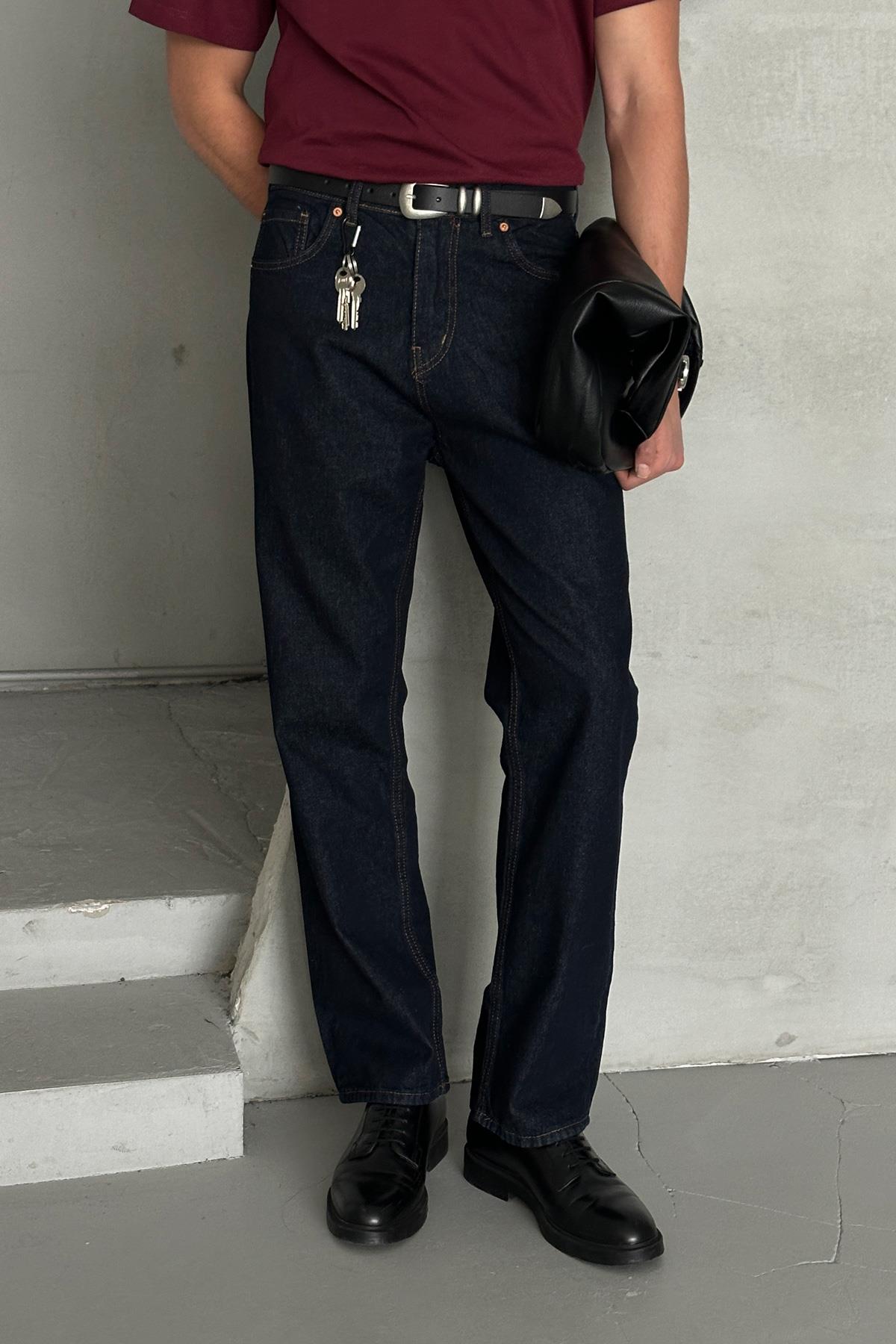 Erkek Baggy Jean Pantolon Lacivert