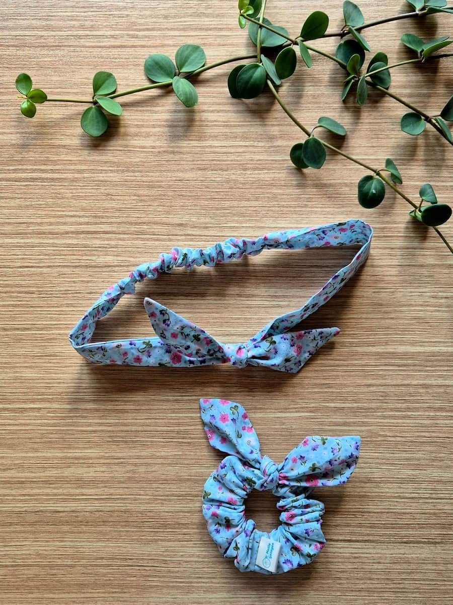 Renkli Çiçekli Çocuk Lastikli Toka - Bandana Seti 2