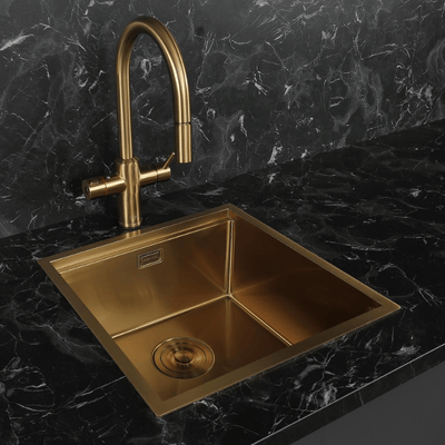 Allure El Yapımı PVD Eviye Seti 44x44 cm Altın (Gold) 