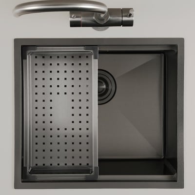 Allure El Yapımı PVD Eviye Seti 49x44 cm Siyah (Black)