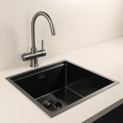 Allure El Yapımı PVD Eviye Seti 49x44 cm Siyah (Black)
