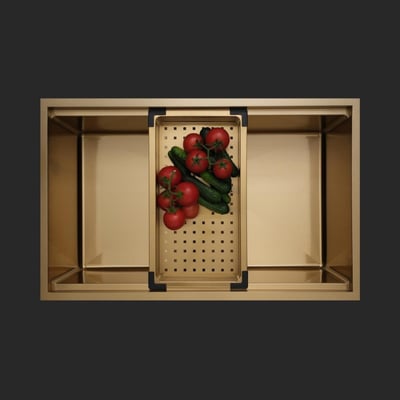 Allure El Yapımı PVD Eviye Seti 70x44 cm Altın (Gold)