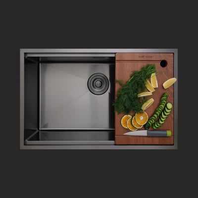 Allure El Yapımı PVD Eviye Seti 70x44 cm Siyah (Black)