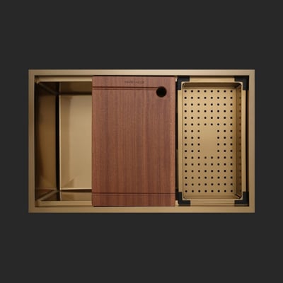 Allure El Yapımı PVD Eviye Seti 70x44 cm Altın (Gold)