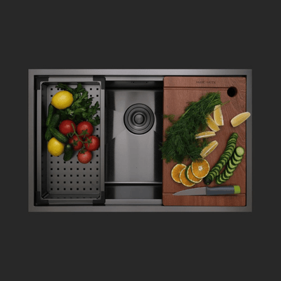 Allure El Yapımı PVD Eviye Seti 70x44 cm Siyah (Black)