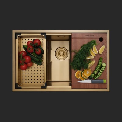 Allure El Yapımı PVD Eviye Seti 70x44 cm Altın (Gold)