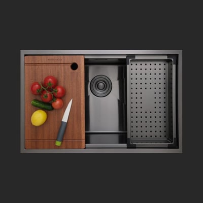 Allure El Yapımı PVD Eviye Seti 70x44 cm Siyah (Black)