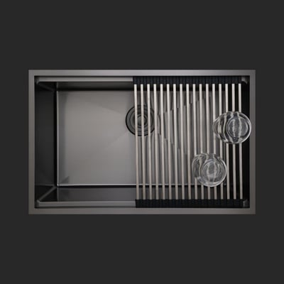 Allure El Yapımı PVD Eviye Seti 70x44 cm Siyah (Black)