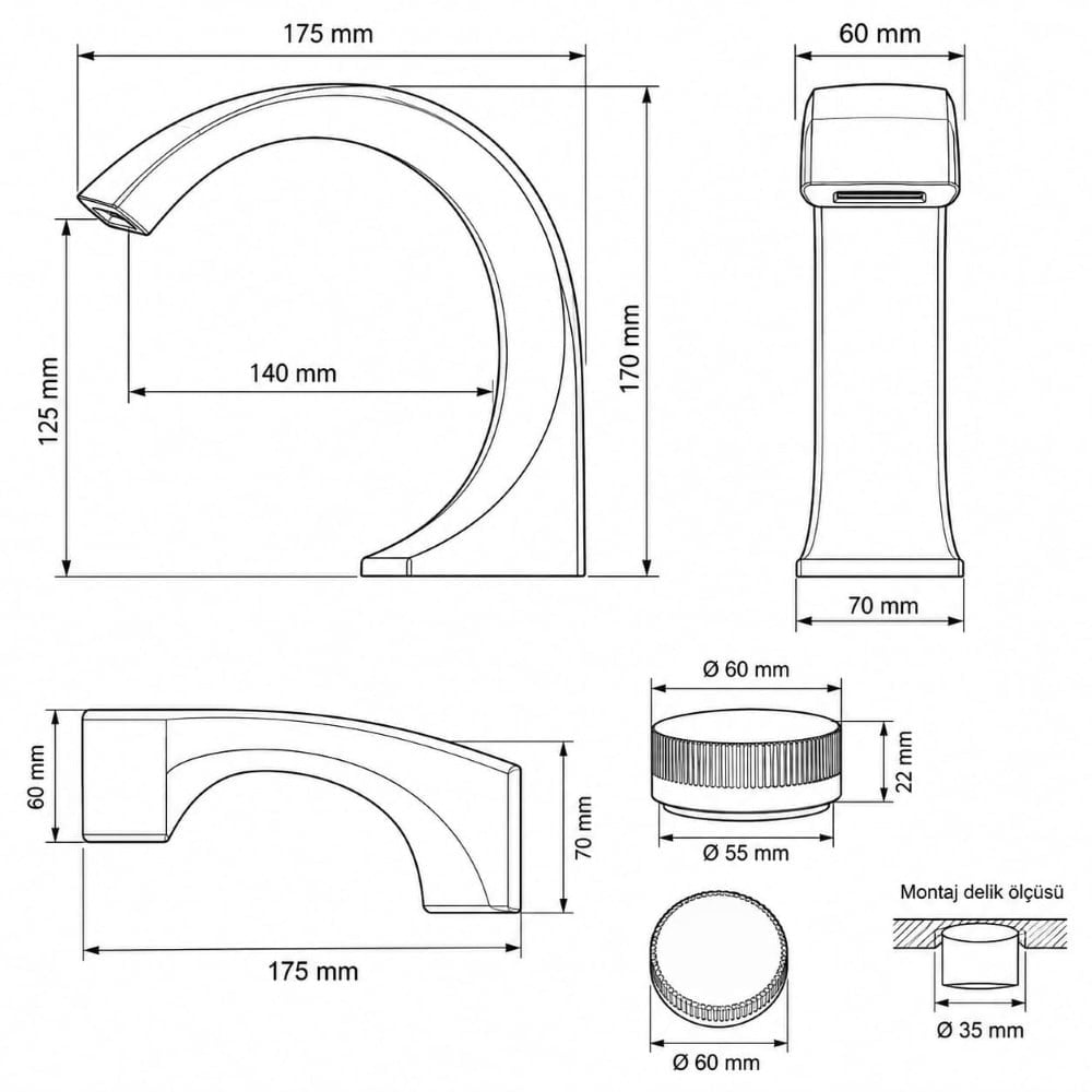 Curve 2 Delikli Lavabo Bataryası Gun GreyArmatür&BataryaMase ModeTDMS0005DUŞHOMECurve 2 Delikli Lavabo Bataryası Gun Grey