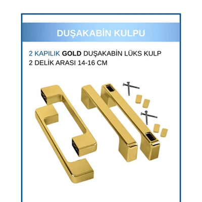 DUŞAKABİN YEDEK PARÇA KARE KULP (16CM) GOLD