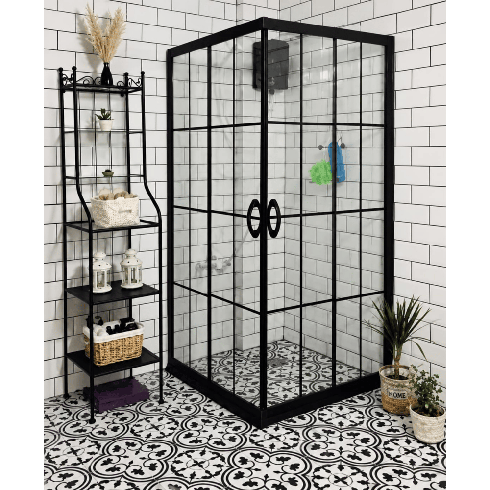 Duşhome Agata Serisi 100x100 cm Kare Mat Siyah Karolaj Desenli Temperli Cam Duşakabin (y: 190 cm)DUŞHOME AGATA Duşakabin 100x100 Kare | Mat Siyah Profil | Karolaj Desen Cam | H:190cm | Modern & Şık Banyo DuşakabinDuşakabinDUŞHOME7636DUŞHOMEDuşhome Agata Serisi 100x100 cm Kare Mat Siyah Karolaj Desenli Temperli Cam Duşakabin (y: 190 cm)